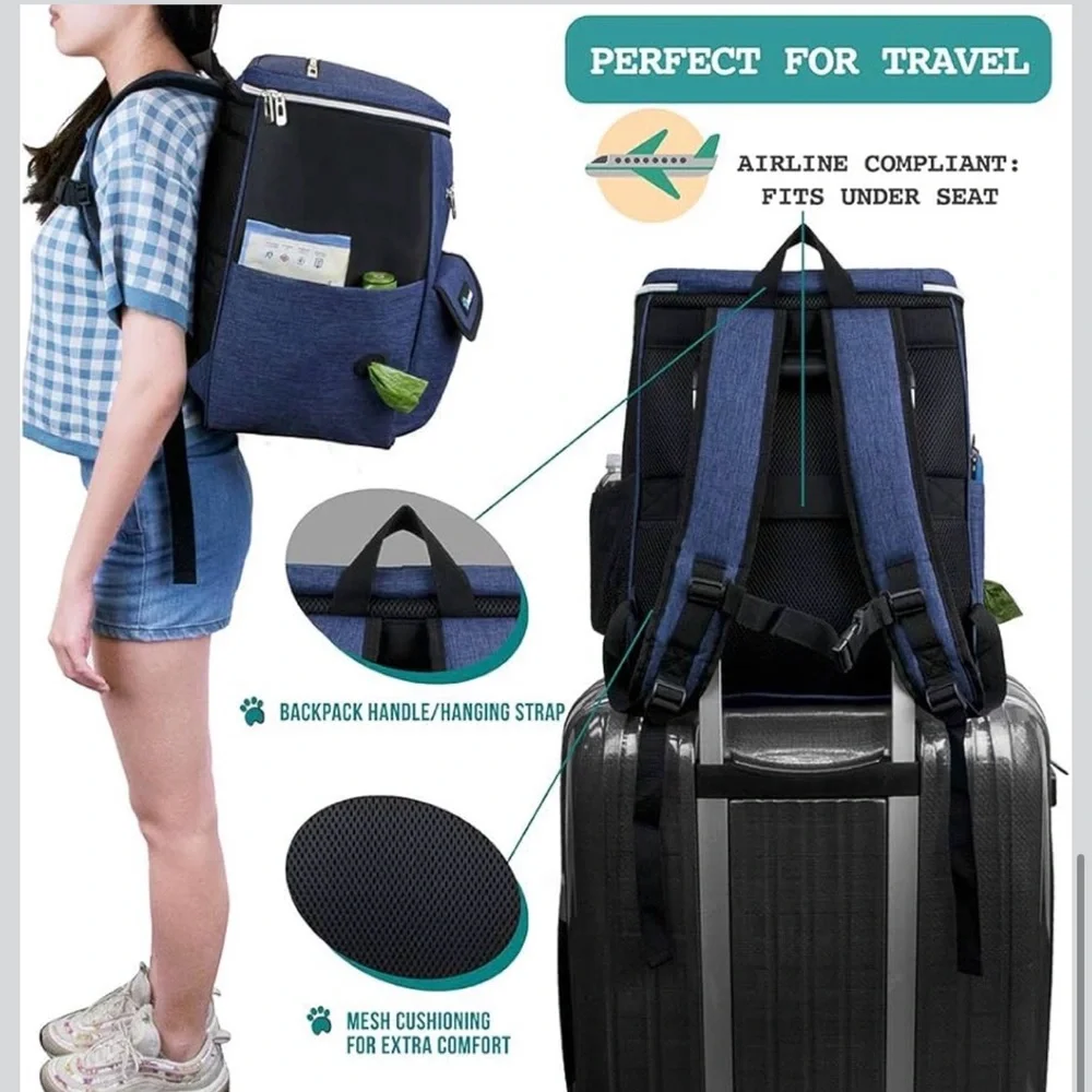 PetAmi Blue Insulated Dog Backpack Cooler